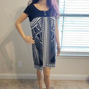 Signature by Sangria ~ Size 6 ~ Black & White Geometric Print Dress